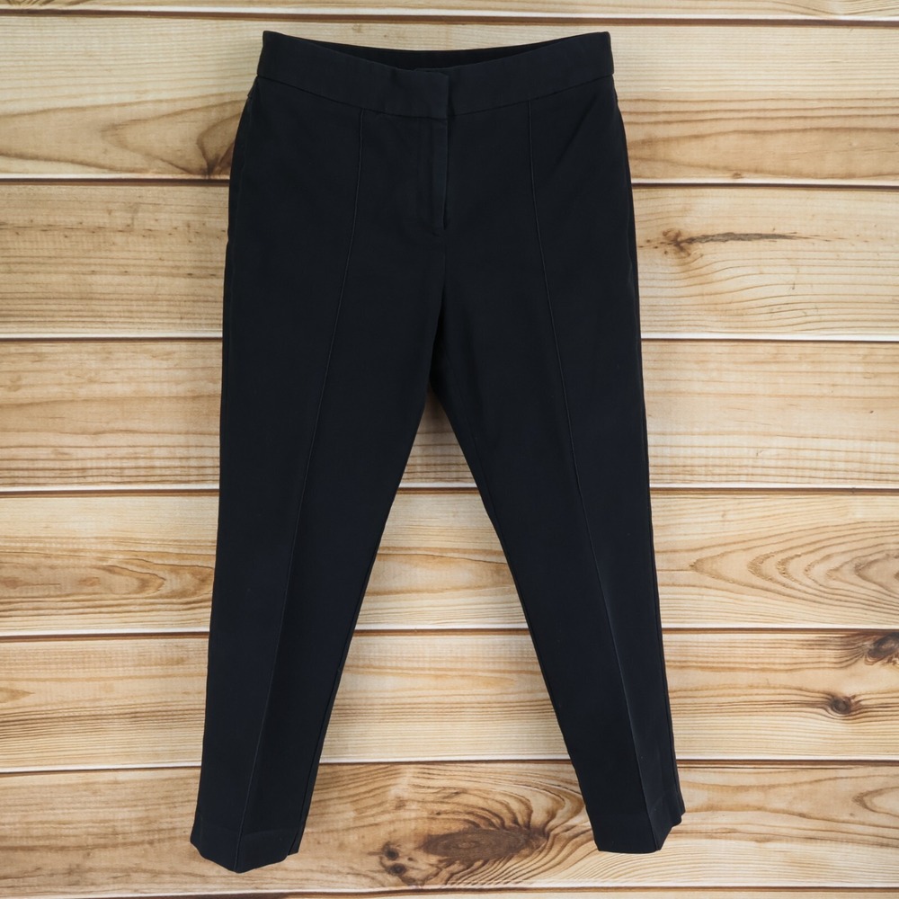 Anne Klein Ankle Pants Womens Sz 8 Black‎ Cotton Chinos Mid Rise Business Career